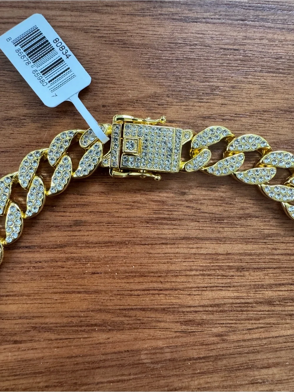 Men’s Gold Cubic Zirconia Pave Cuban Link Necklace 22” With Velvet Dust Bag